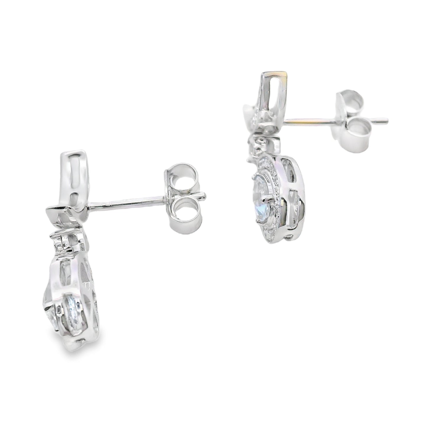 Aquamarine Diamond Dangle Earrings 10KT White Gold