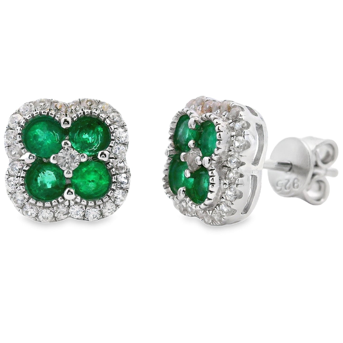 1.45ct Emerald Zircon Stud Earrings Sterling Silver