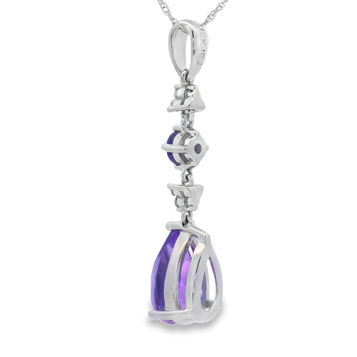 Amethyst Diamond Fashion Pendants 10KT White Gold