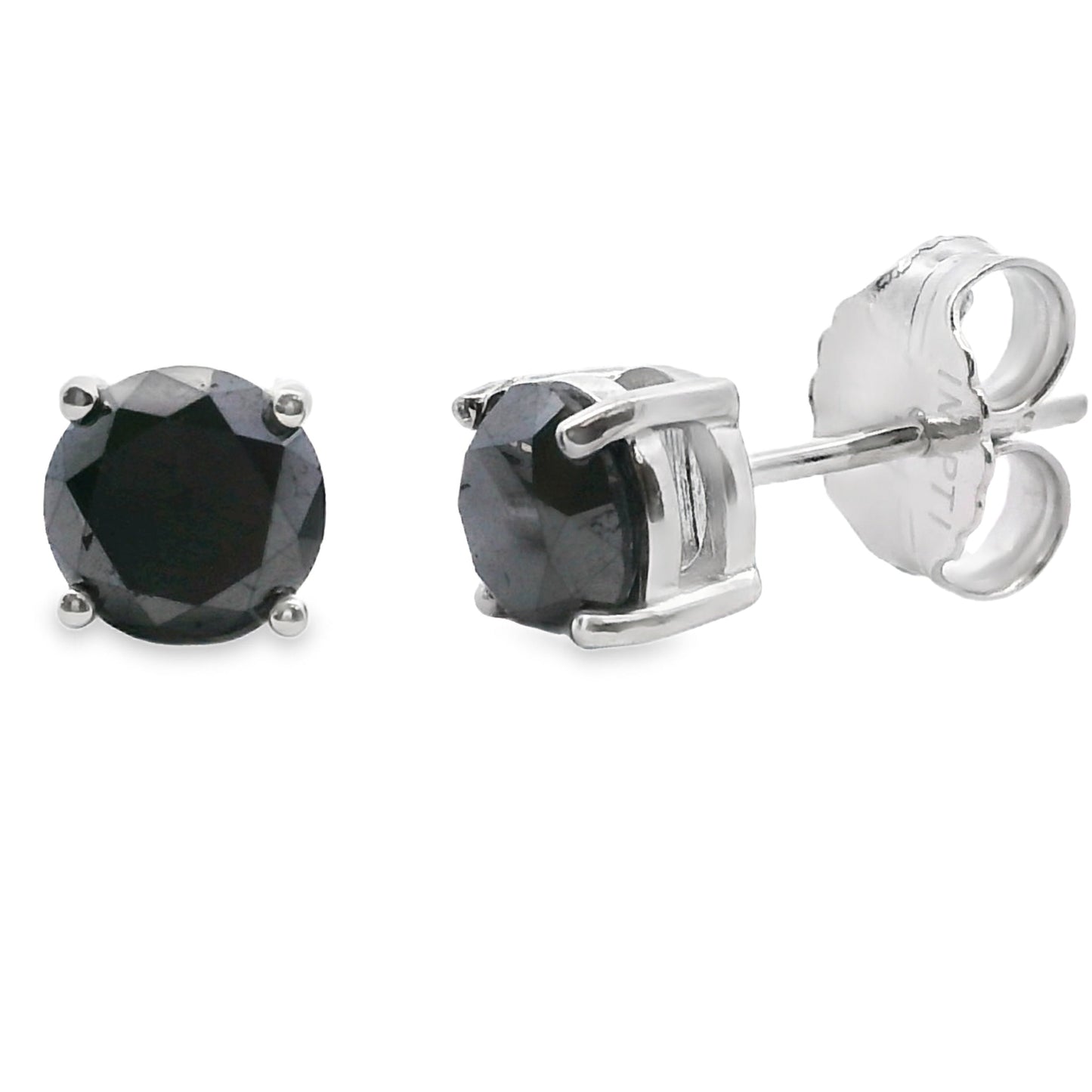 2.00ct Black Diamond Stud Earrings Sterling Silver