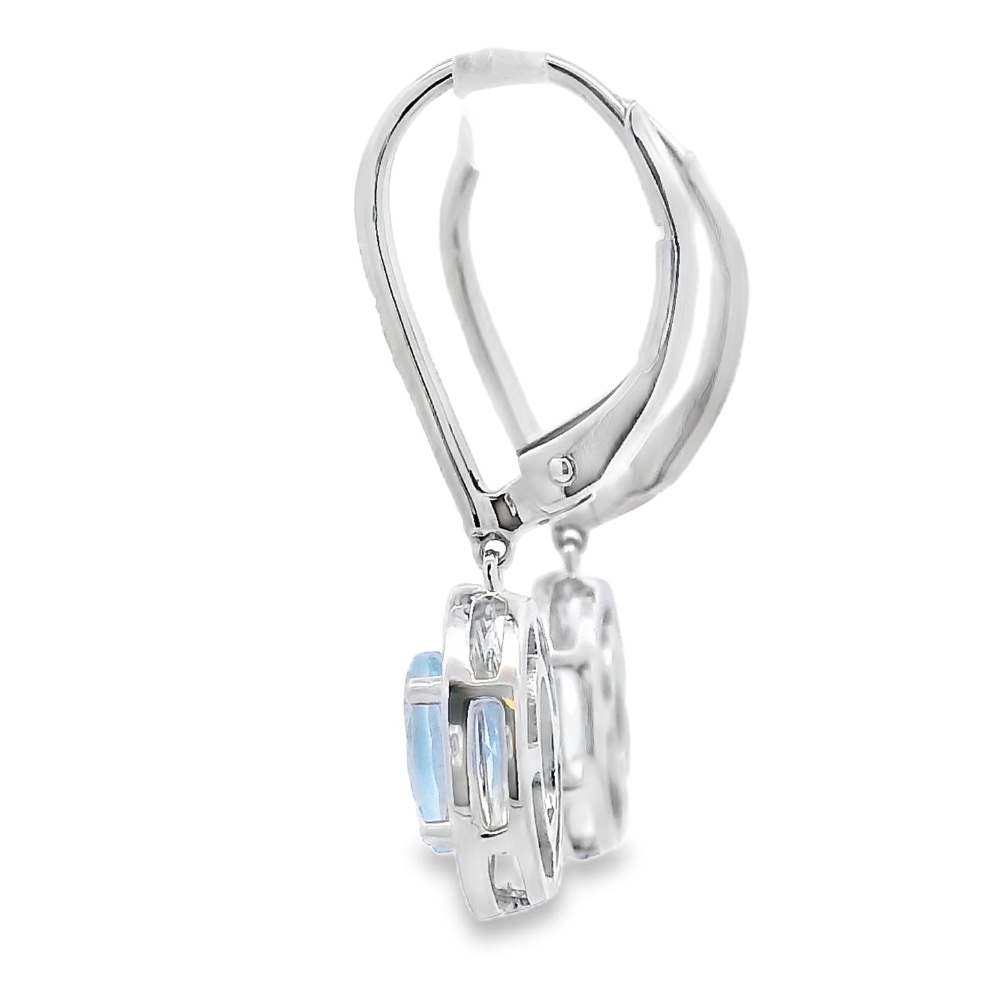 Aquamarine Diamond Dangle Earrings 10KT White Gold