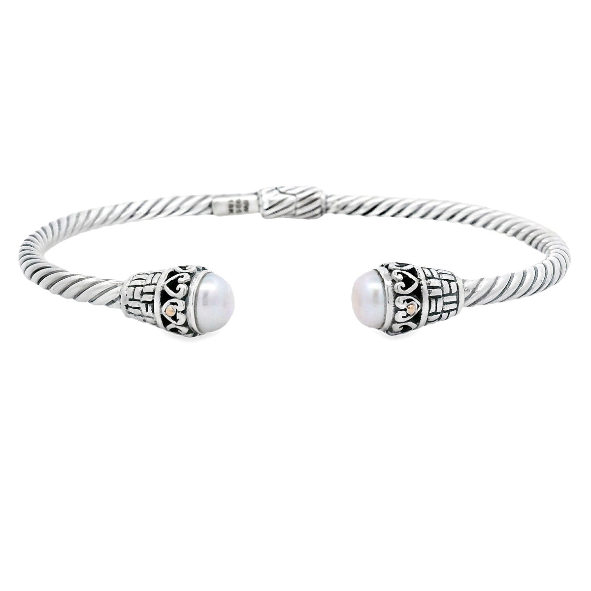 FW Pearl Bangle Bracelet Sterling Silver 18KT Gold