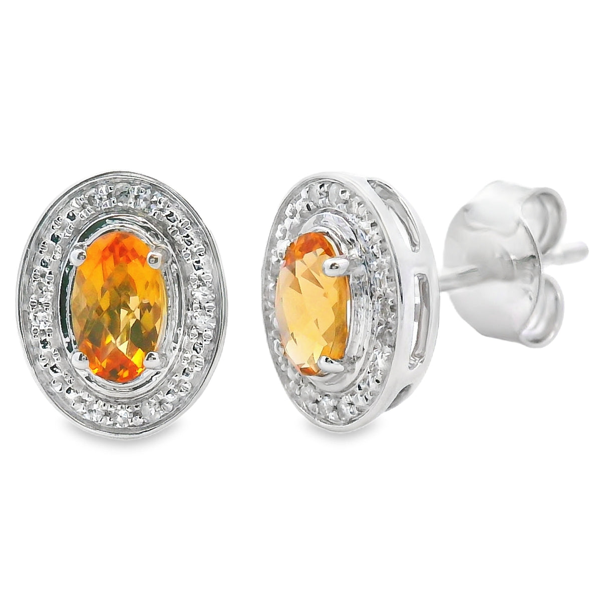 .57ct Citrine Diamond Earrings 10KT White Gold