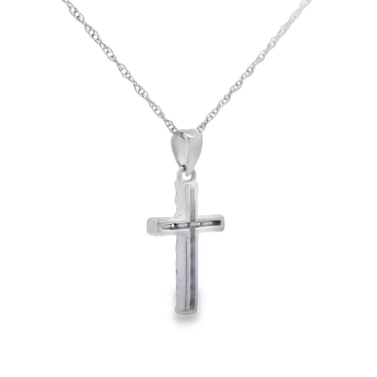 .11ct Diamond Cross Religious Pendant 14KT White Gold