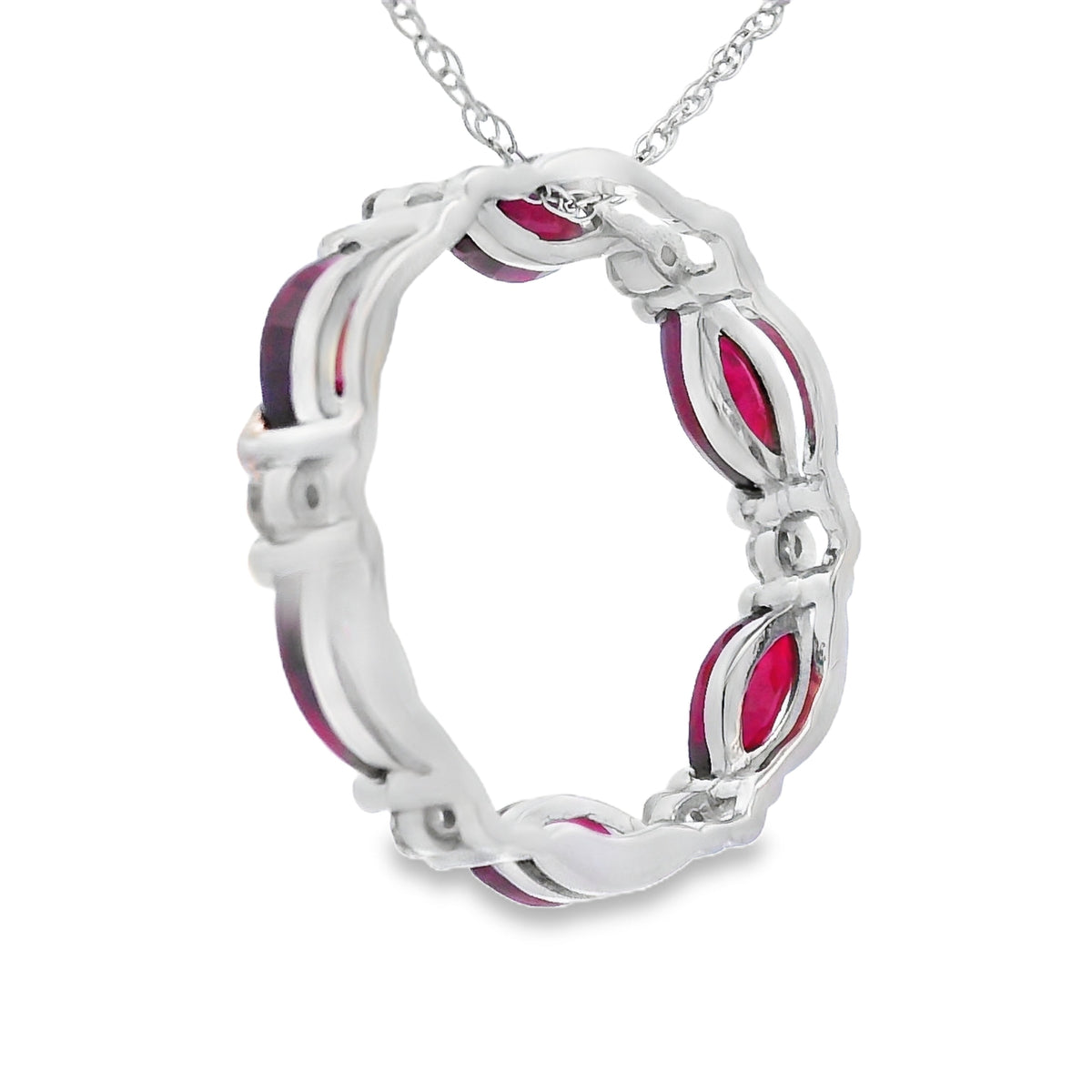 Ruby Diamond Circle of Love Pendant 10KT White Gold