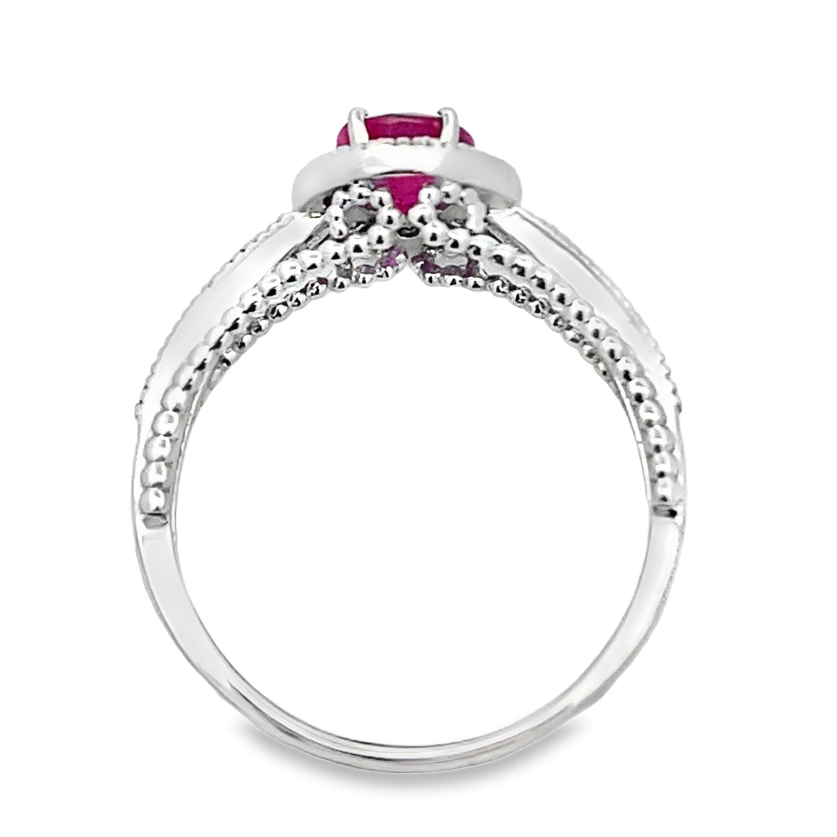1.35ct Ruby Diamond Ring 14KT White Gold