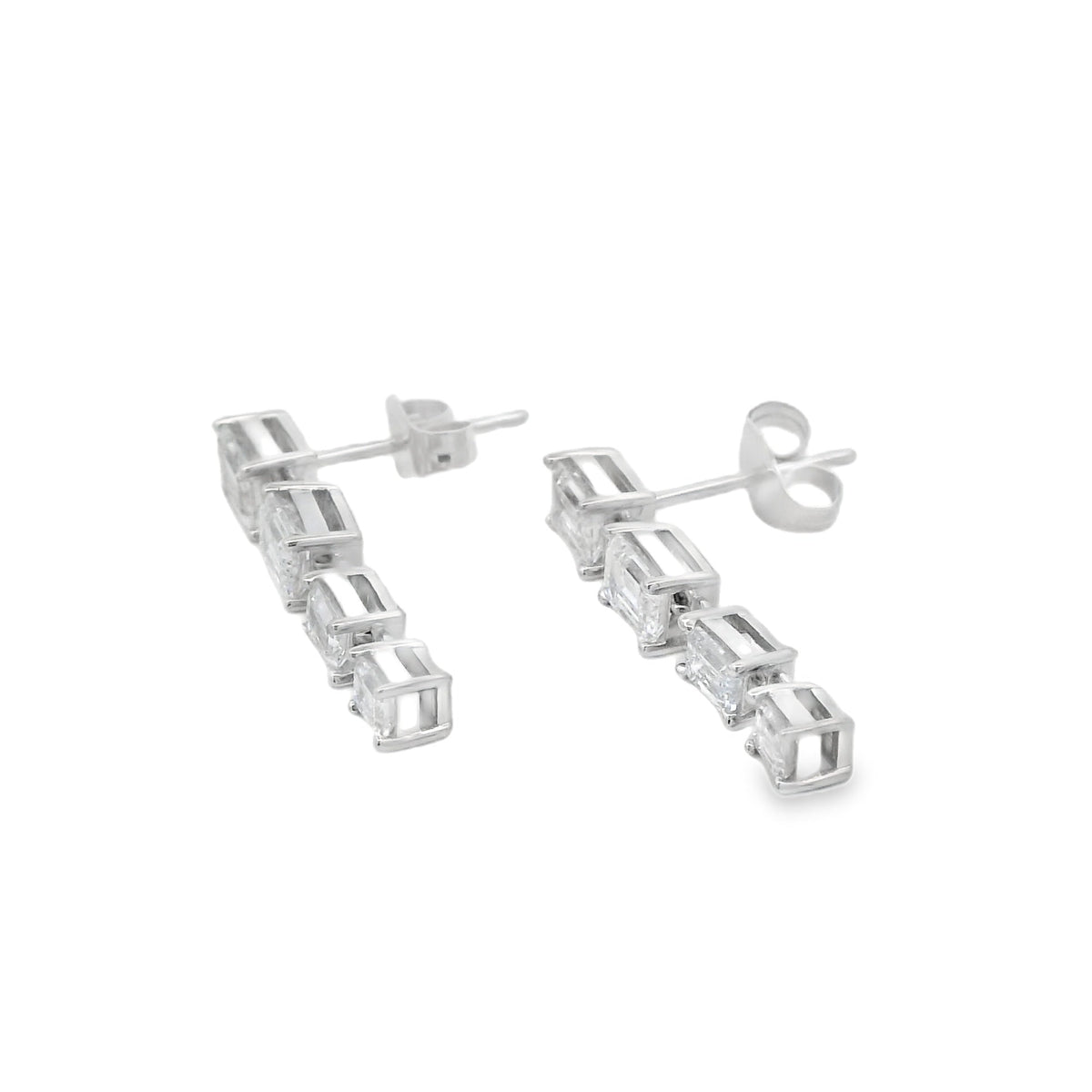 Lab Grown Diamond Dangle Earrings 14KT White Gold