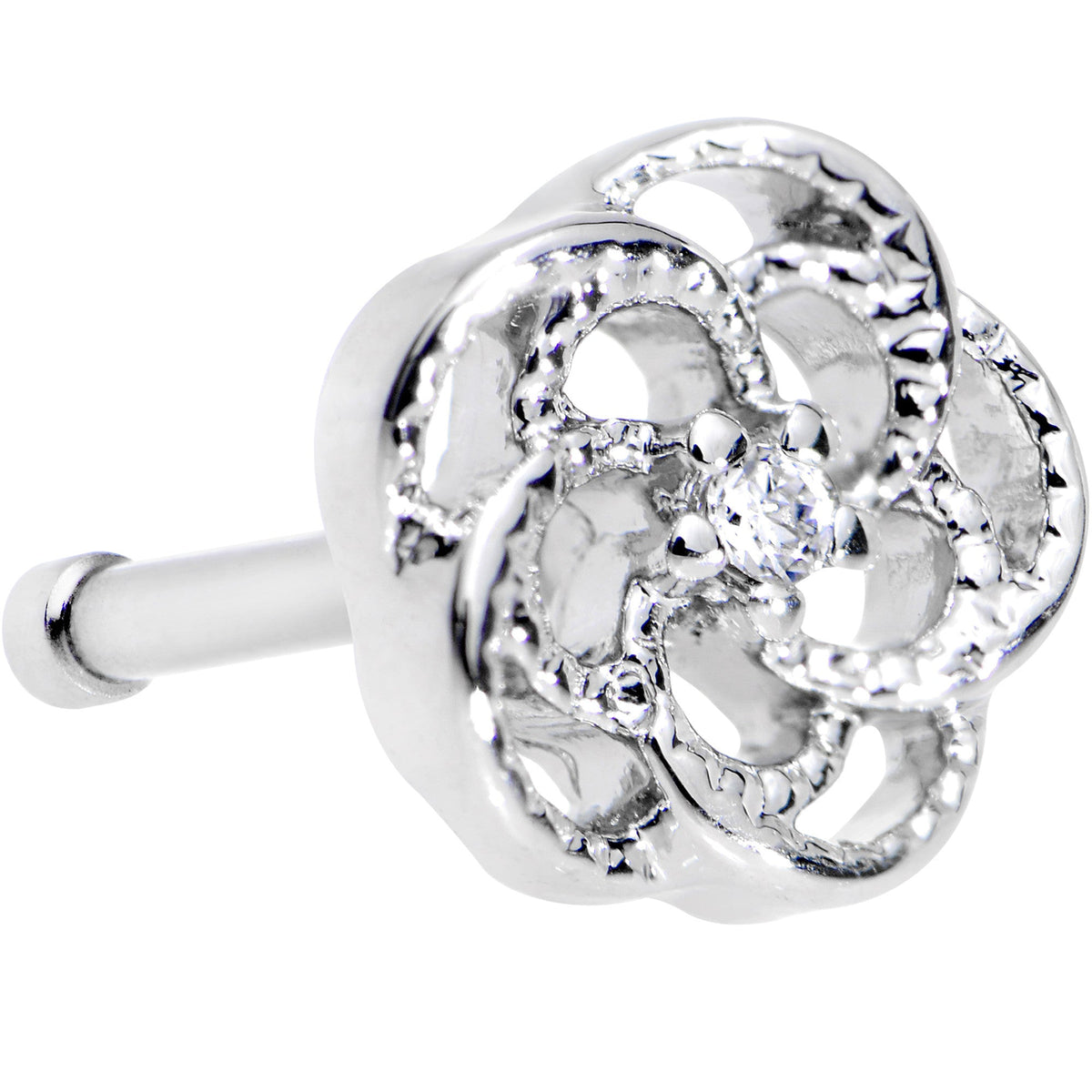 20G 1/4 Clear CZ Gem Fledgling Flower Nose Bone