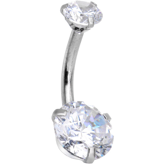 Clear Gem Feather Trio Dangle Belly Ring