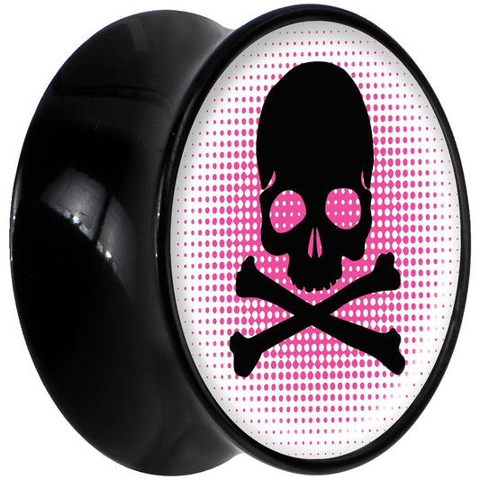 Black Acrylic Pink Black Skull Saddle Plug Set 9/16