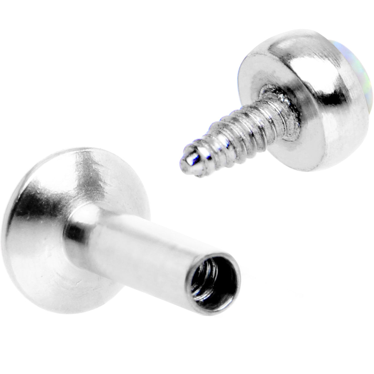 3/16 White Synthetic Opal Internally Threaded Daith Cartilage Tragus