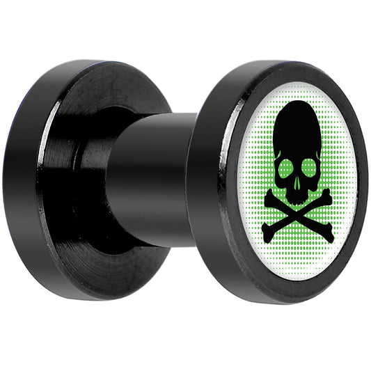 Green Black Skull Black Anodized Screw Fit Plug Set 4G