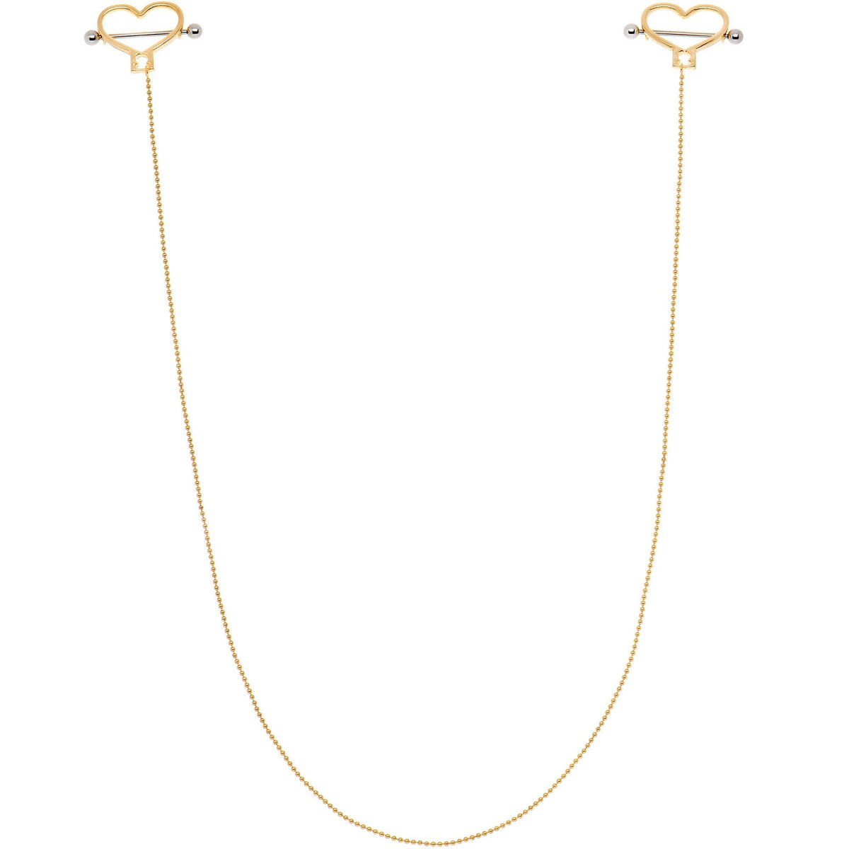 Gold Tone Heart to Heart Dangle Nipple Chain
