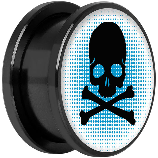 Blue Black Skull Black Anodized Screw Fit Plug Set 18mm