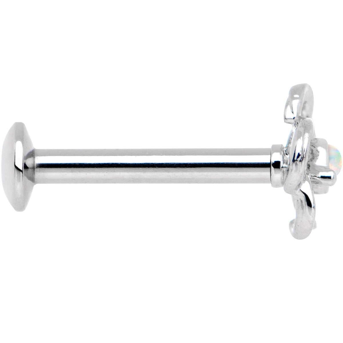 5/16 White Faux Opal Internally Threaded Hollow Flower Labret Monroe