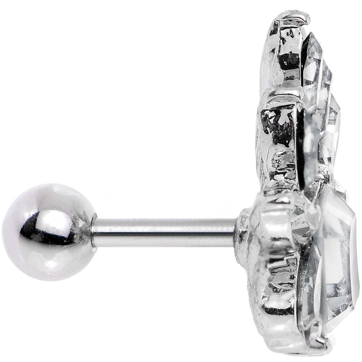 16G 1/4 Clear Gem Flower Tiara Amulet Cartilage Tragus Earring