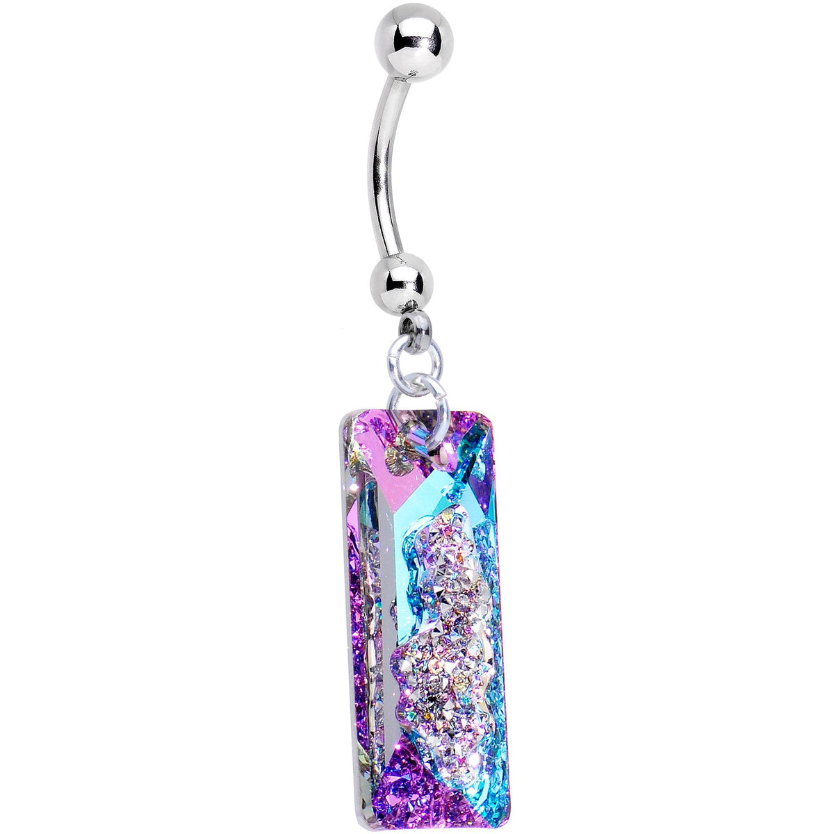 Vitrail Druzy Belly Ring Created with Crystals