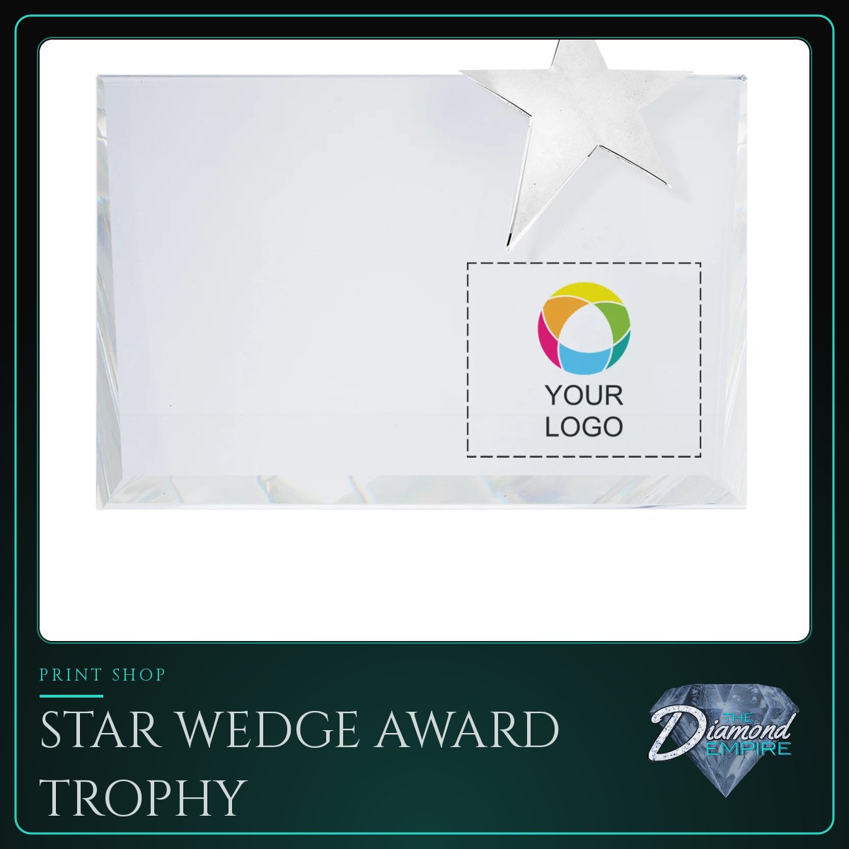 Star Wedge Award Trophy – 7" W x 6.13" H