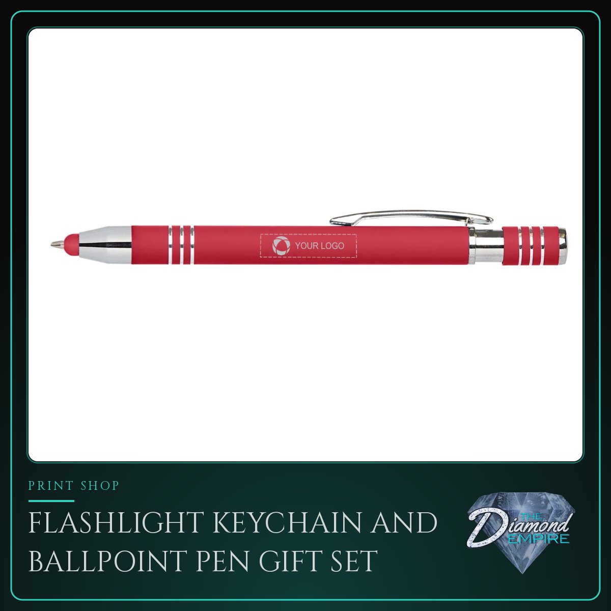 Flashlight Keychain and Ballpoint Pen Gift Set – Blue Ink
