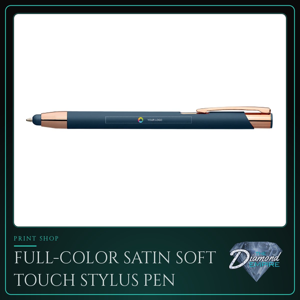 Full-Color Satin Soft Touch Stylus Pen with Black Ink