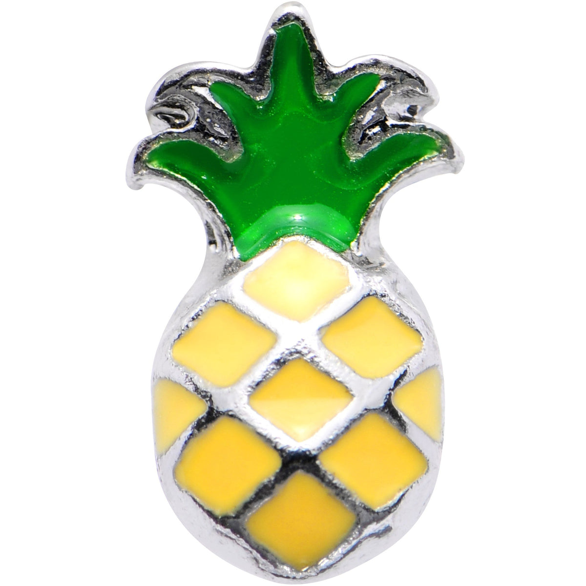 16G 1/4 Steel Yellow Green Pineapple Tragus Cartilage Earring