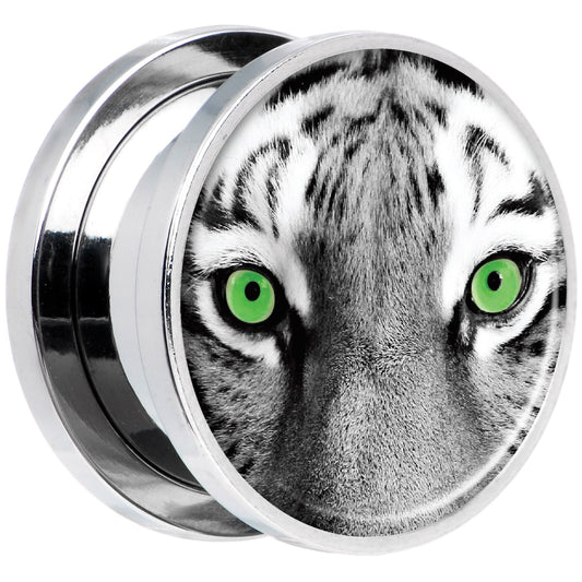 Black White Tiger Eyes Steel Screw Fit Plug Set 5/8
