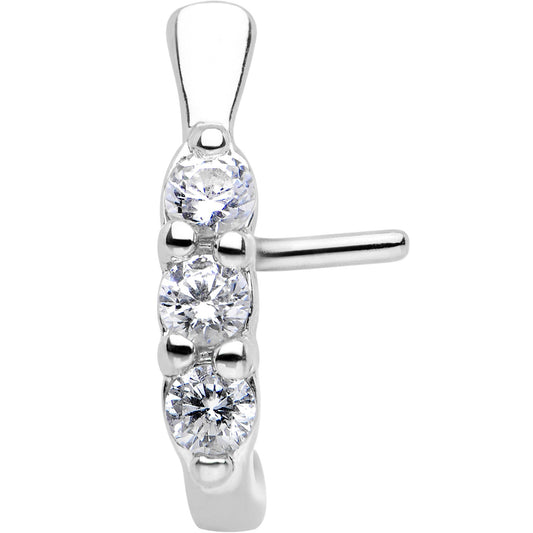 20G Clear CZ Gem Faux Hoop L Shaped Nose Ring