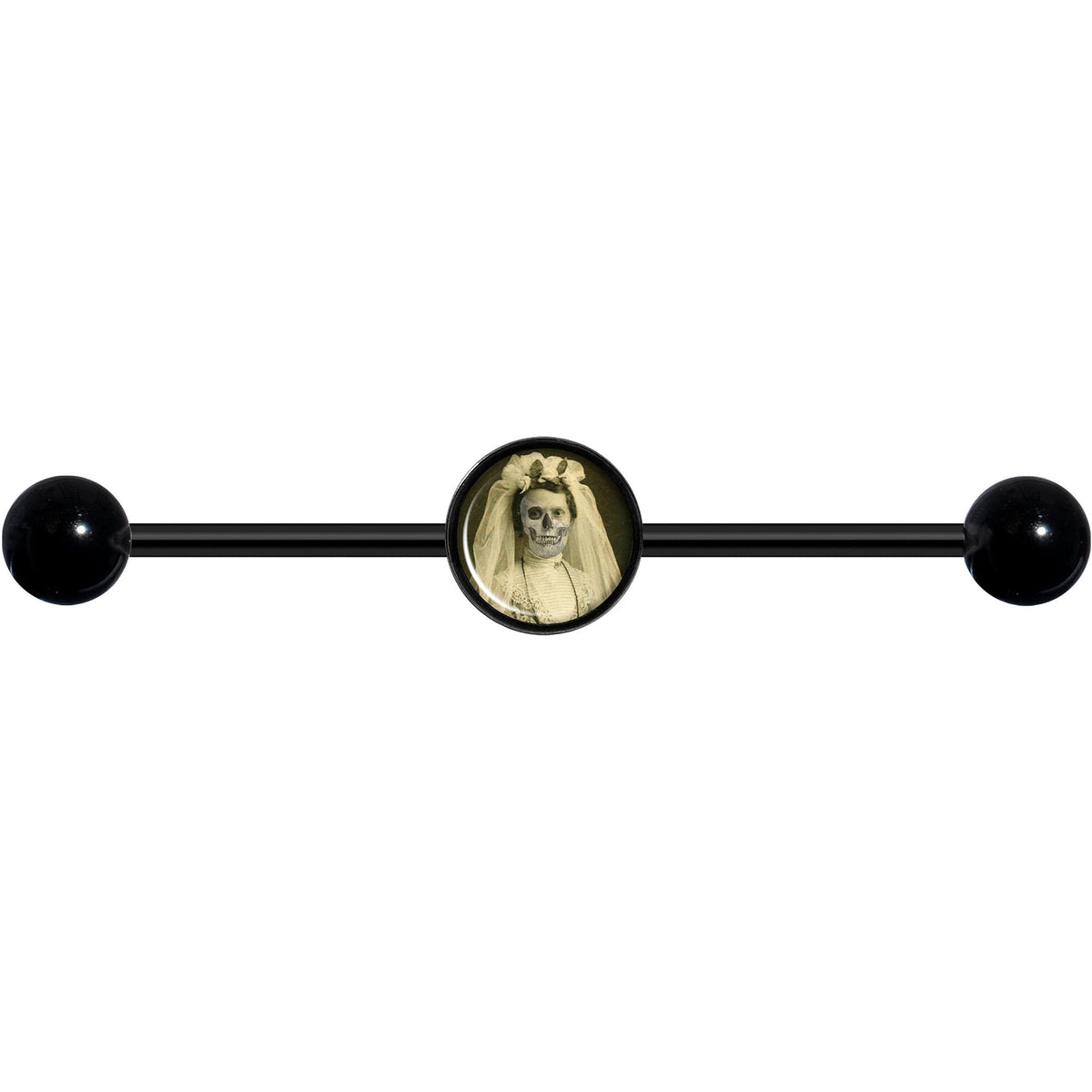 14G Skeleton Bride Halloween Black Industrial Barbell 37mm