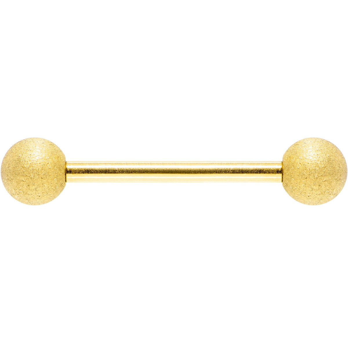 Gold Color PVD Sandblasted Barbell Tongue Ring