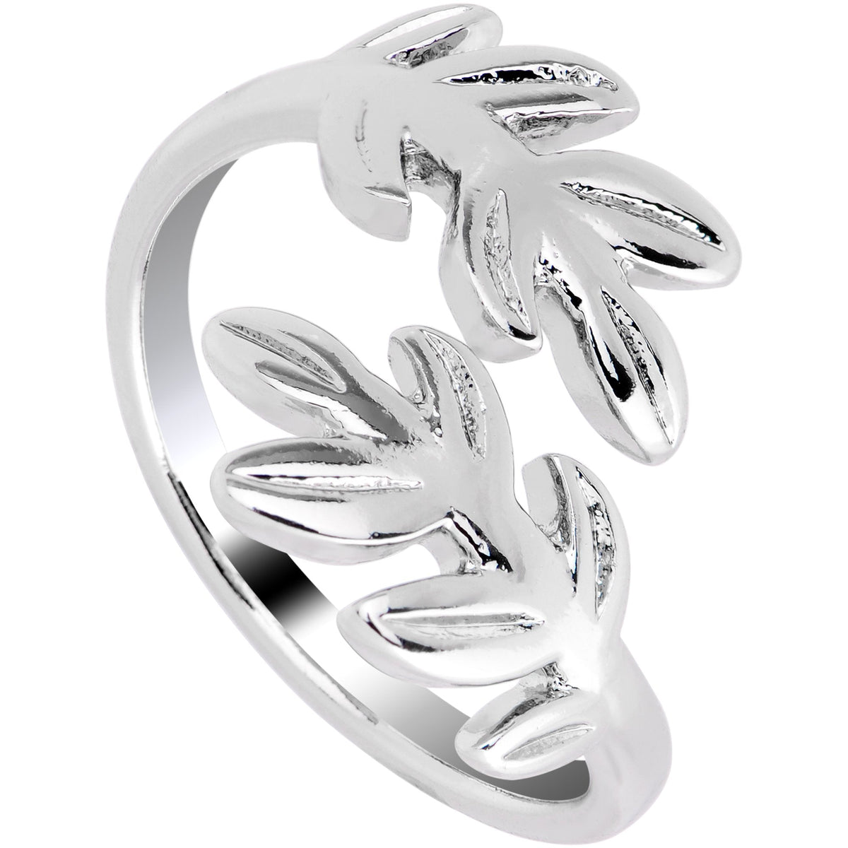 Rhodium Plated Budding Leaves Toe Ring