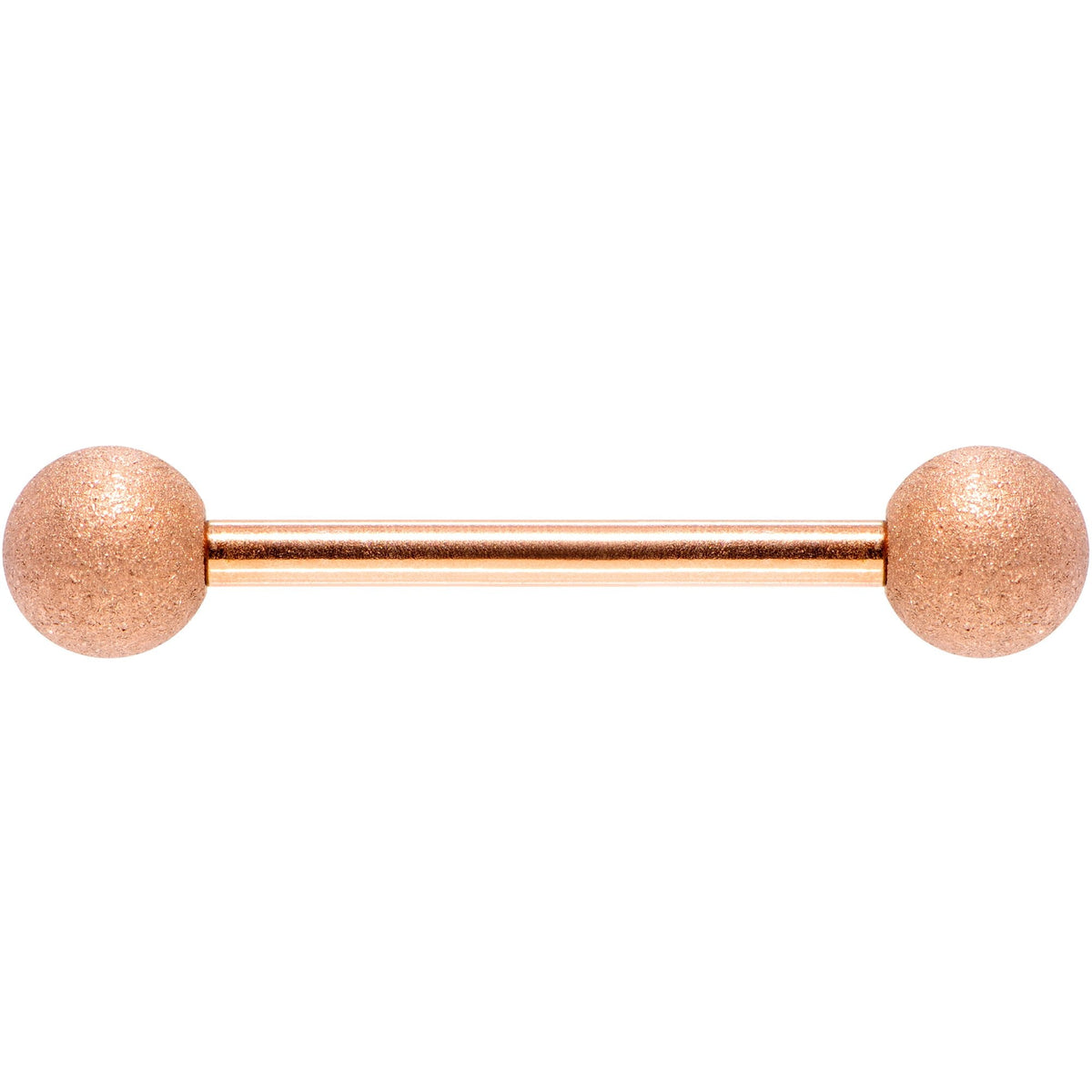 14G 5/8 Rose Gold Color PVD Sandblasted Barbell Tongue Ring