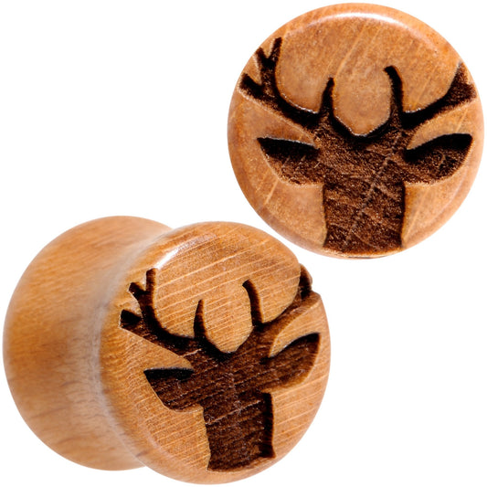 Organic Beechwood Holiday Antler Deer Saddle Plug Set Sizes 8mm to 25mm