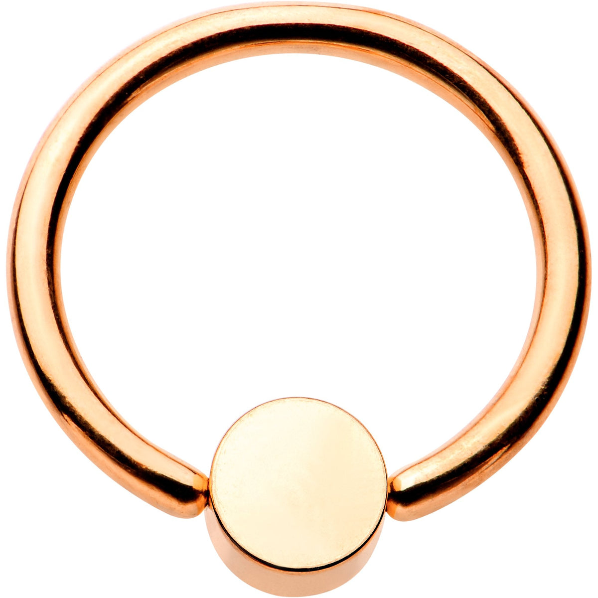 16G 3/8 Clear Gem 4mm Disc Rose Gold IP BCR Captive Ring