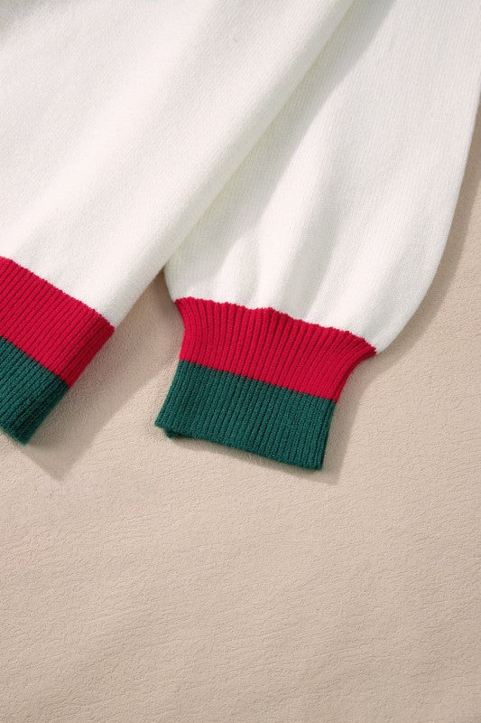 Plus Size Christmas Holly Jolly Colorblock Edge Sw