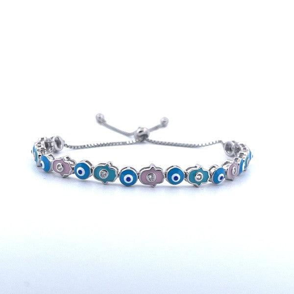 925 Sterling Silver Evil Eye and Hamsa Bracelet