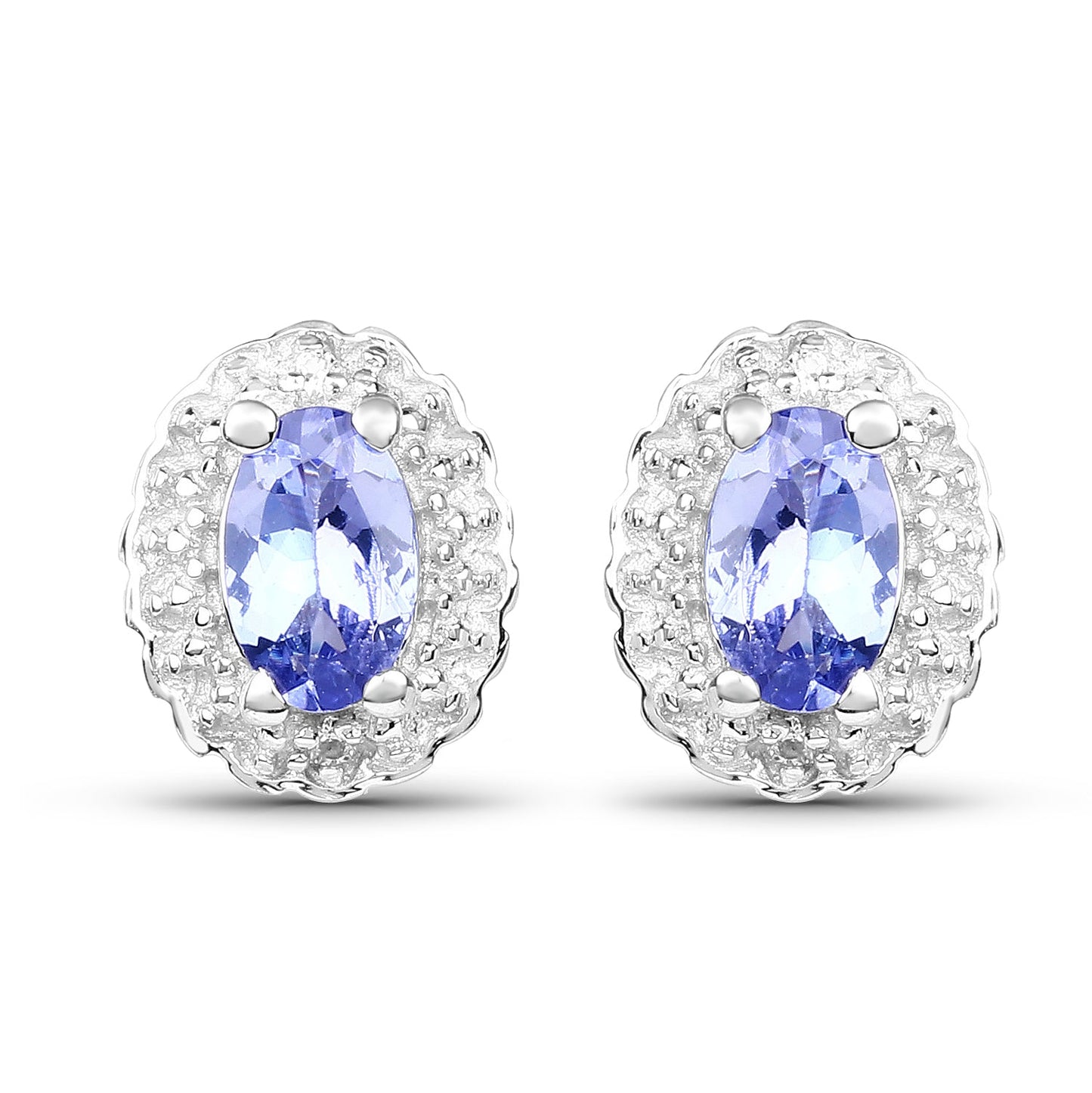 2.46 Carat Genuine Tanzanite and White Topaz .925 Sterling Silver 3 Piece Jewelry Set (Ring, Earrings, and Pendant w/ Chain)