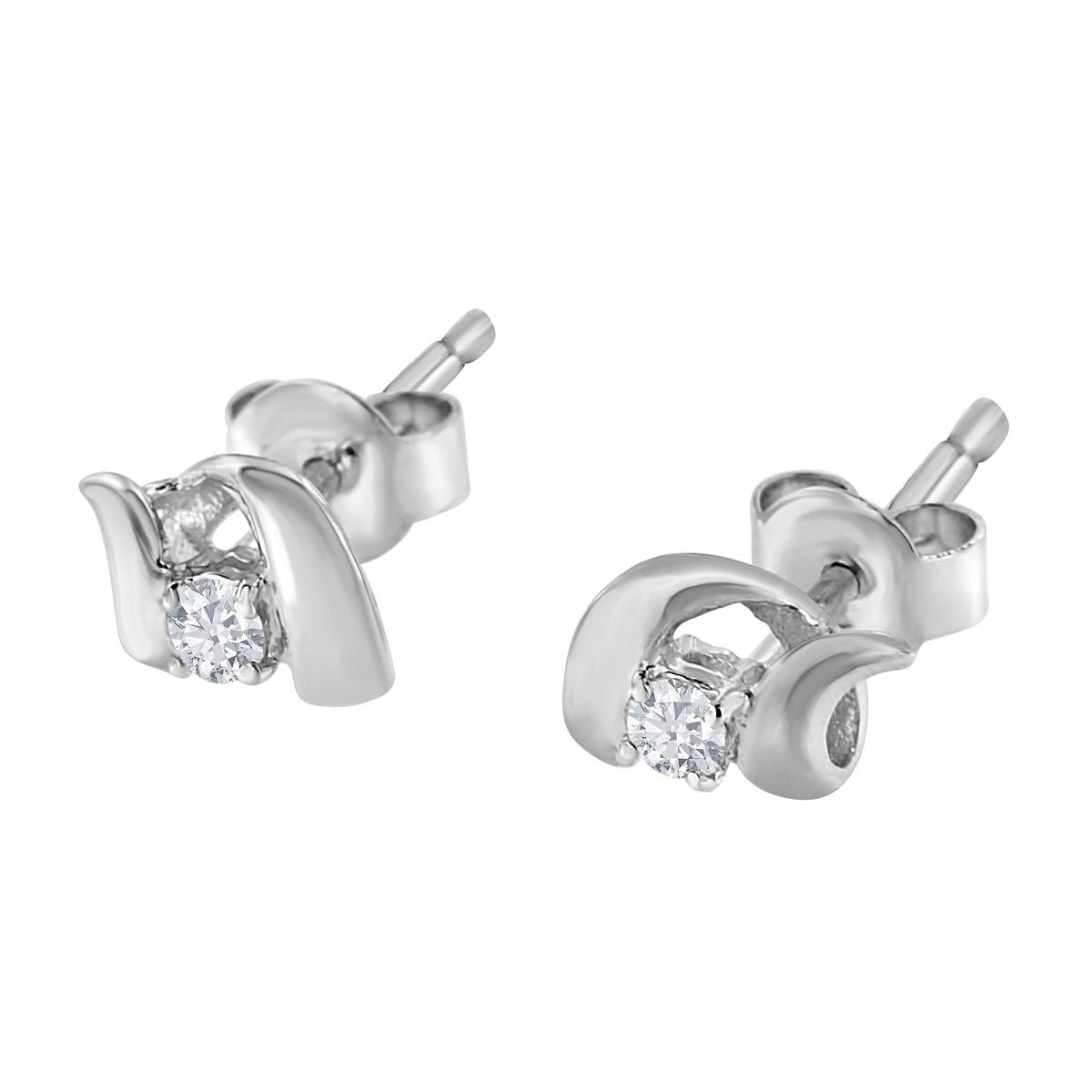 .925 Sterling Silver Round Cut Diamond Fashion Stud Earrings (0.10 cttw, I-J Color, I2-I3 Clarity)