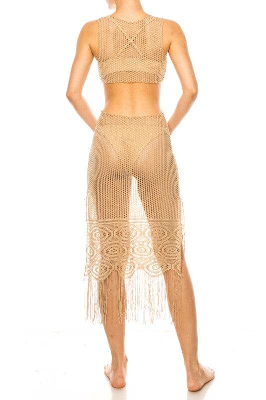 Relaxing Crochet with Tinsel Bottom Mid Cutout Cover Up