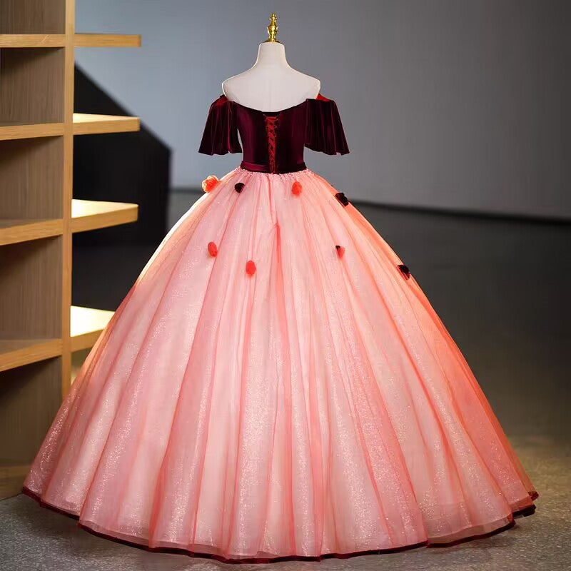 Off the shoulder prom gown,woman tulle wedding gown