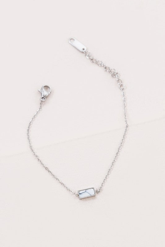 Beaming Bar Stone Bracelet | Silver