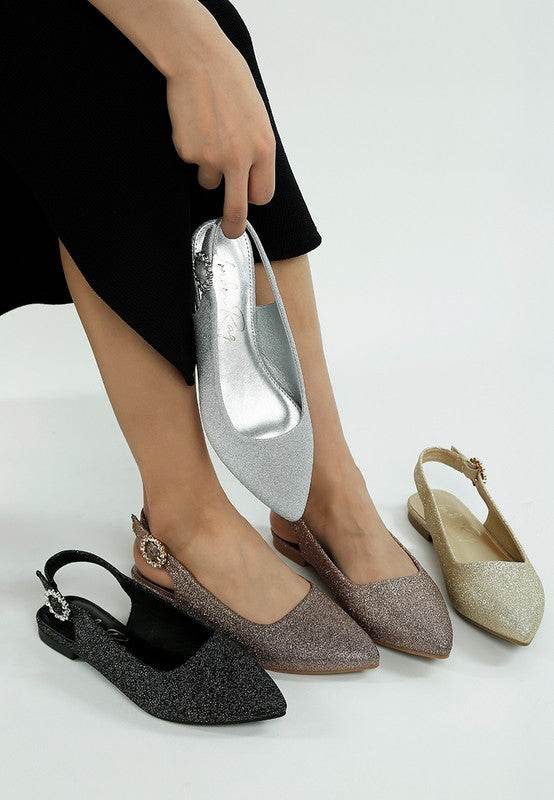 Giora Glitter Slingback Flat Sandals
