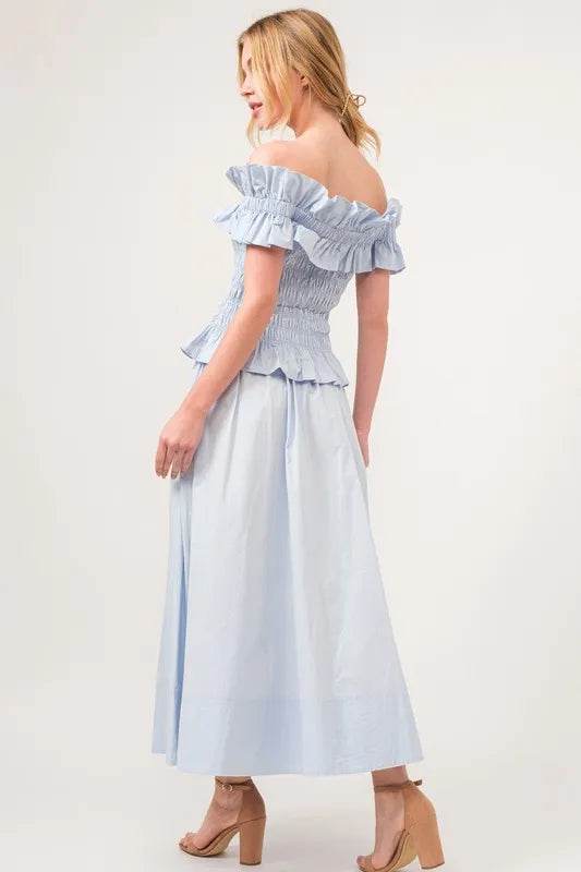 And The Why A-line Flowing Elastic Back Midi Skirt