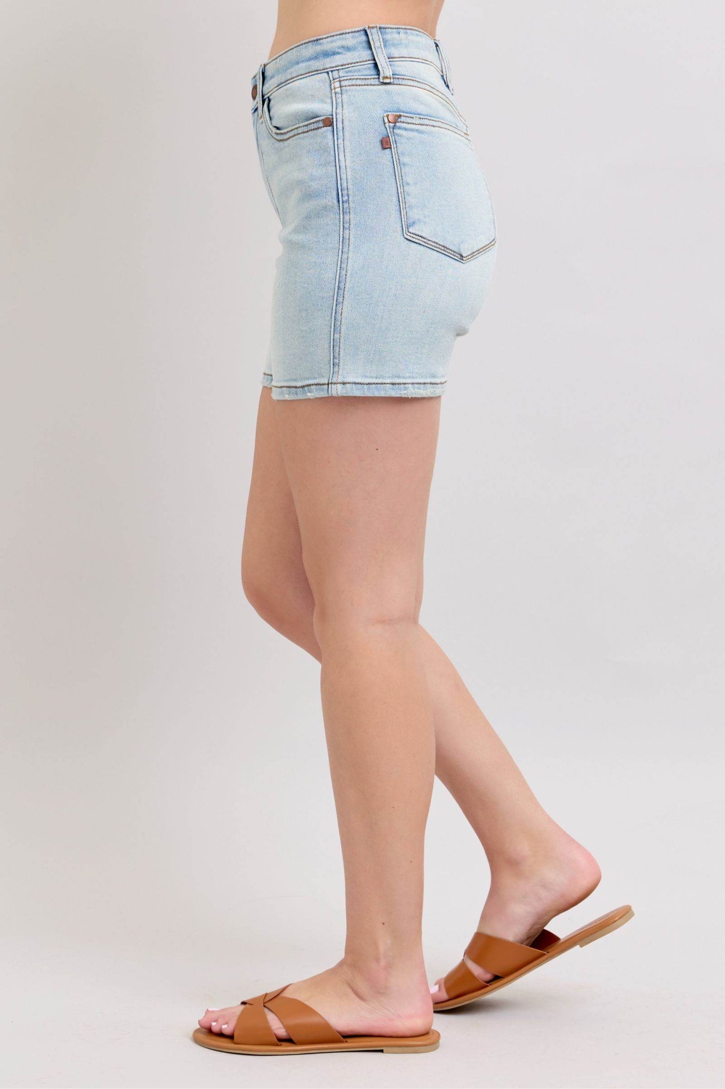 Judy Blue Full Size 2 Button Denim Shorts with Pockets Plus Size