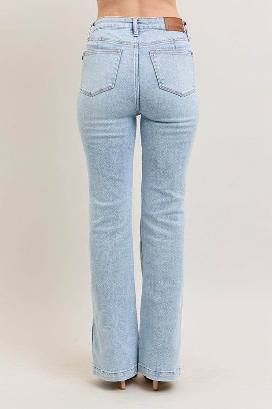 Judy Blue Full Size Tummy Control Vintage Wash Side Slit Slim Boot Jeans Plus Size