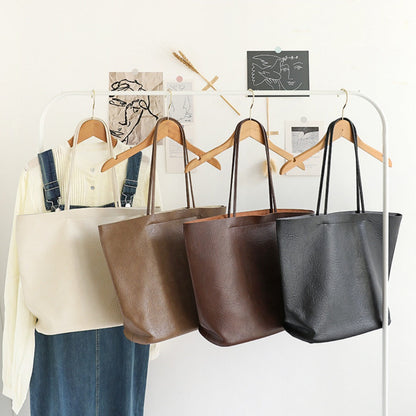 Elegant Soft PU Large Bag 2in1 – Retro Women's Shoulder Bag with Fashionable Large-Capacity Tote Design