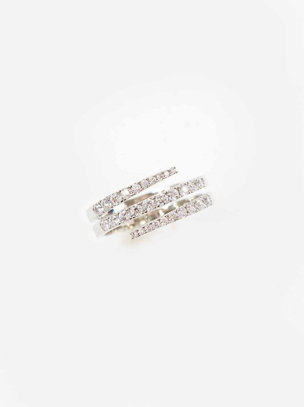 Stone Twist Adjustable Ring | Silver