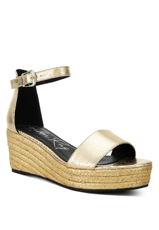 Utah Faux Leather Snake Wedge Espadrilles