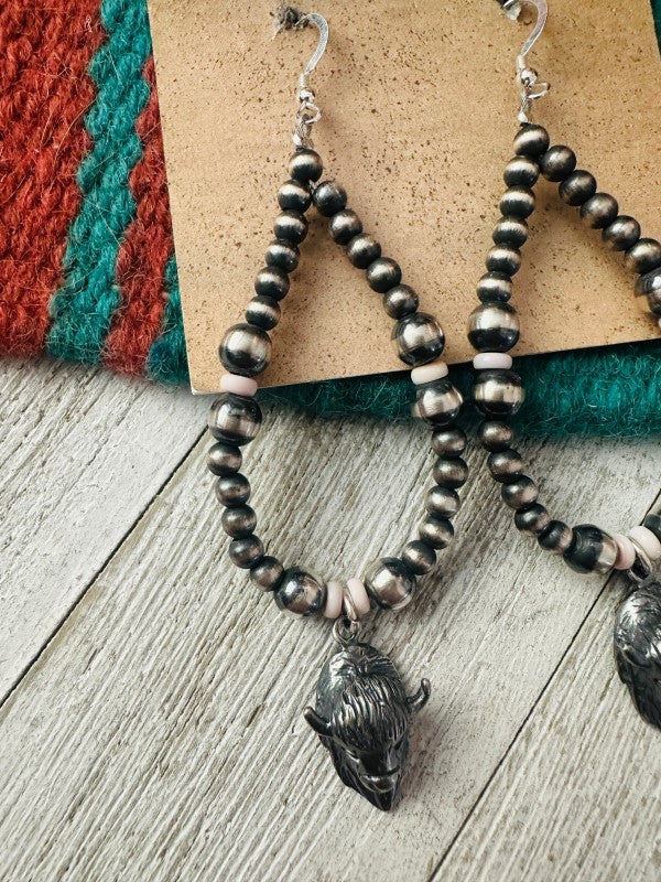 Navajo Queen Pink Conch & Sterling Silver Pearl Bu