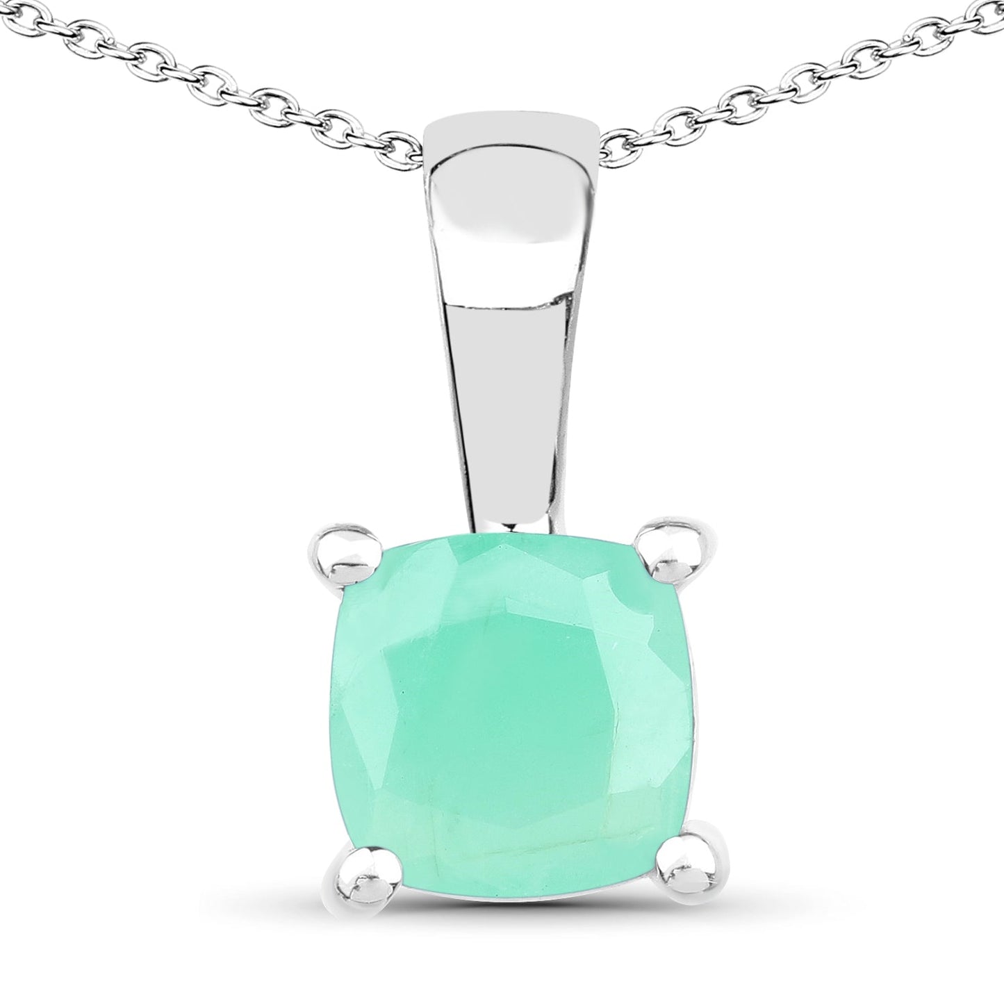 1.80 Carat Genuine Emerald, Glass Filled Ruby & Glass Filled Sapphire .925 Sterling Silver Pendant