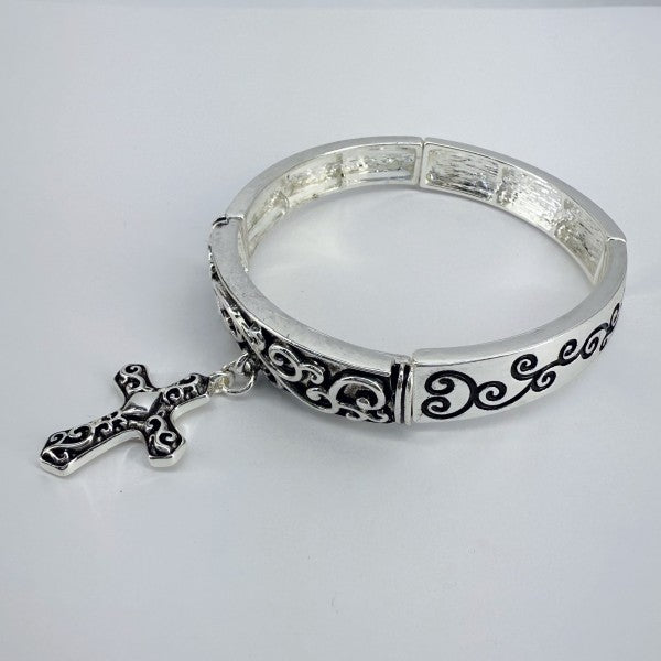 Stretchable Filigree Cross Vintage Bracelet